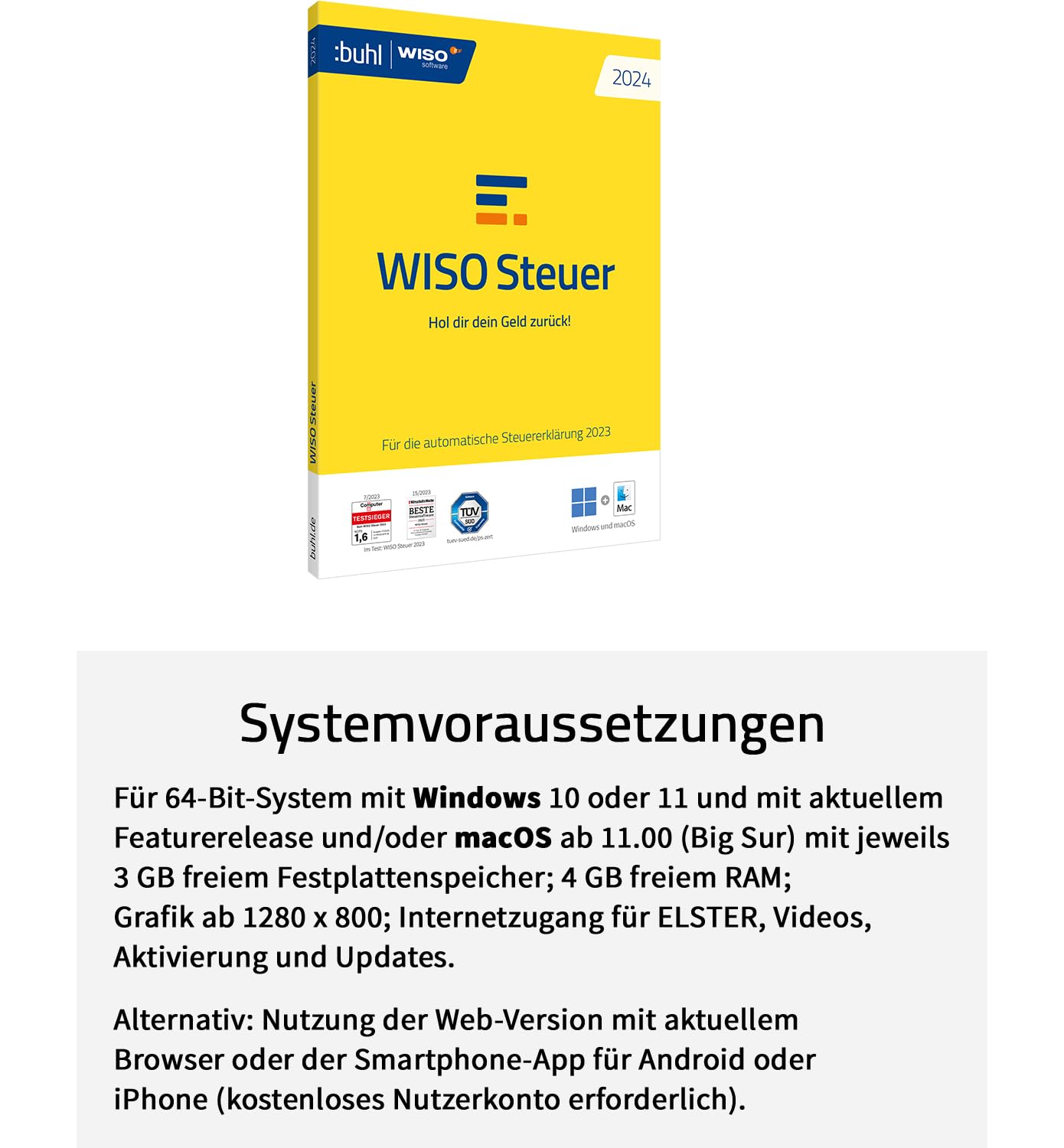 WISO Steuer 2025 (für Steuerjahr 2024) Für Windows, Mac, Smartphones und Tablets | Digitaler Download