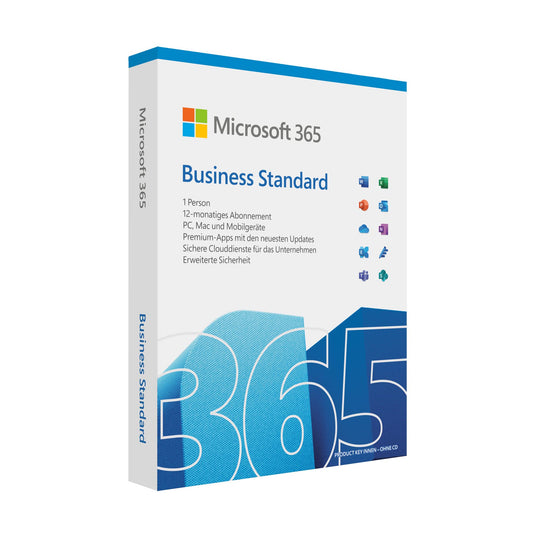 Microsoft 365 Business Standard | 1 Nutzer | 5 PCs/Macs, 5 Tablets und 5 mobile Geräte | 1 Jahresabonnement | Download Code