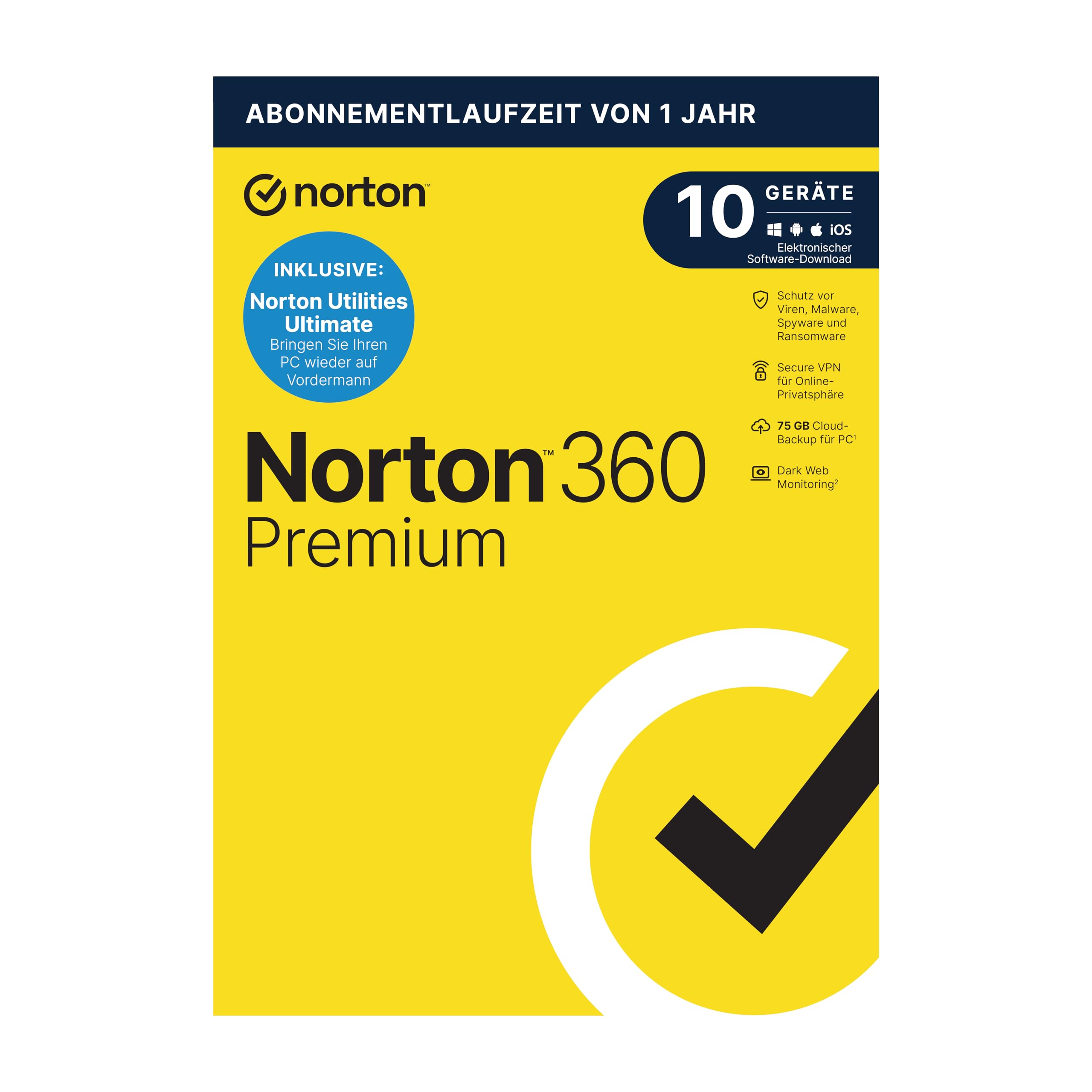 Norton 360 Premium + Utilities Ultimate 2025 | 10 Geräte | 1 Jahr |Aktivierungscode per Email